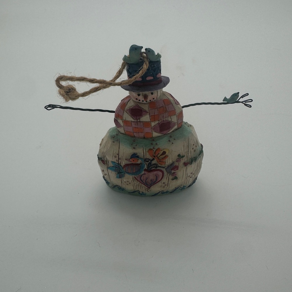 Jim Shore Heartwood Creek Snowman Ornament Bluebirds 2003 Enesco B113111